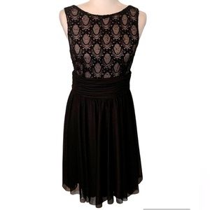 JH EVENINGS Black Lace and Sequins Top Full Skirt Dress Size 8